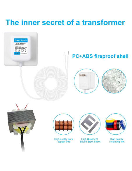 Transformador de Timbre 24V 500mA SZCHXSDZ 5m Blanco