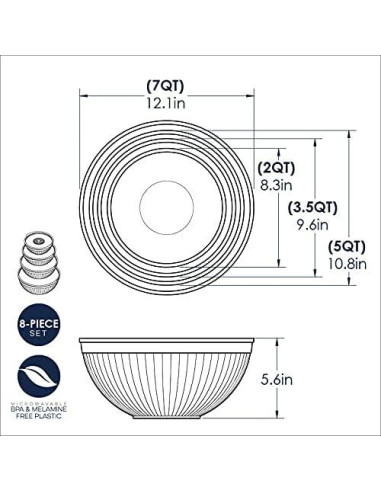 Juego de Cuencos Mezcla y Servicio Nordic Ware 8 Piezas