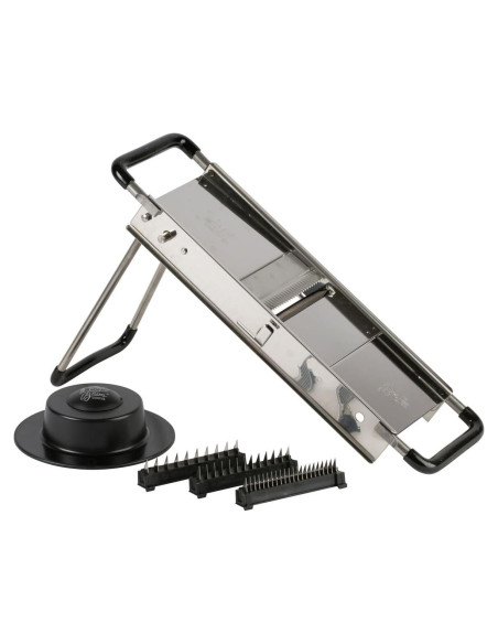 Mandolina Profesional Louis Tellier - Acero Inoxidable - Grosor Ajustable - Corta Verduras y Papas Fritas