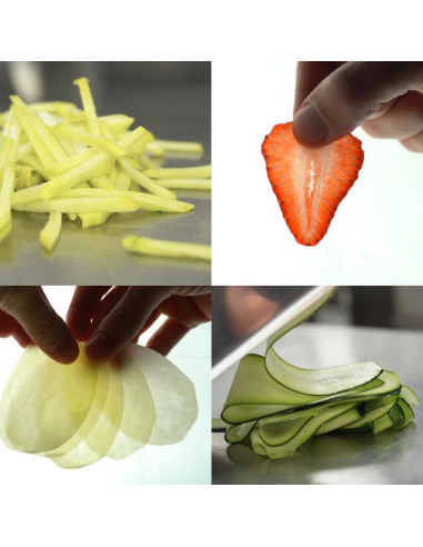 Mandolina Profesional Louis Tellier - Acero Inoxidable - Grosor Ajustable - Corta Verduras y Papas Fritas