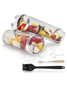 Cesta de Parrilla Rodante MODAURA - Acero Inoxidable 30x8.9 cm