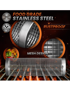 Cesta de Parrilla Rodante MODAURA - Acero Inoxidable 30x8.9 cm 2