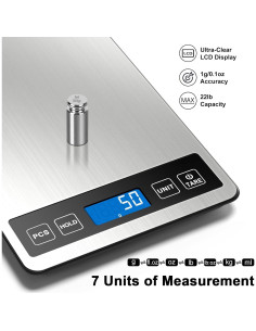 Báscula de Cocina Digital Fuzion K2025 - 10kg, 7 Unidades, Tare 2