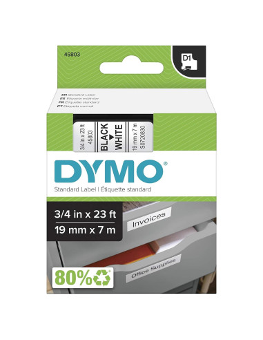 Cinta de Etiquetado DYMO D1 1.9 cm x 7 m Negra sobre Blanca