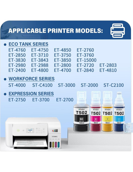 Botellas de Recarga de Tinta 502 Osinkjet Paquete de 4