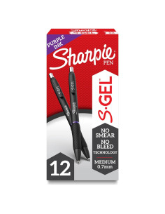 Bolígrafos de Gel Sharpie S-Gel Punta Media 0.7mm Tinta Púrpura 12 Unidades