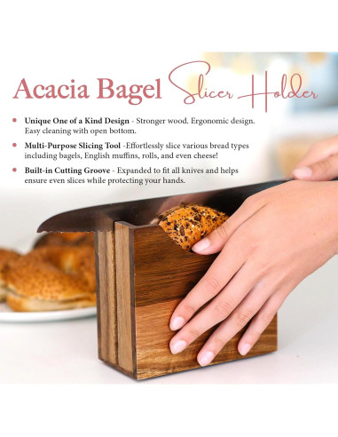 Soporte Cortador de Bagels SkyLia de Madera de Acacia 13.84cm