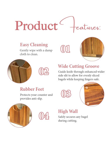 Soporte Cortador de Bagels SkyLia de Madera de Acacia 13.84cm
