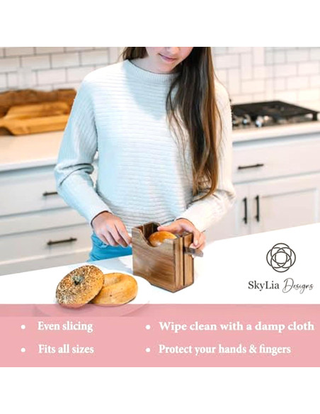 Soporte Cortador de Bagels SkyLia de Madera de Acacia 13.84cm
