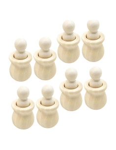 Set de 8 Muñecos de Madera sin Terminar NUOBESTY para DIY