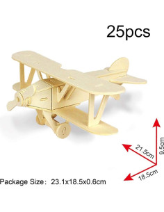 Rompecabezas de Madera 3D Georgie Porgy - Biplano, Helicóptero, Avión Civil 2