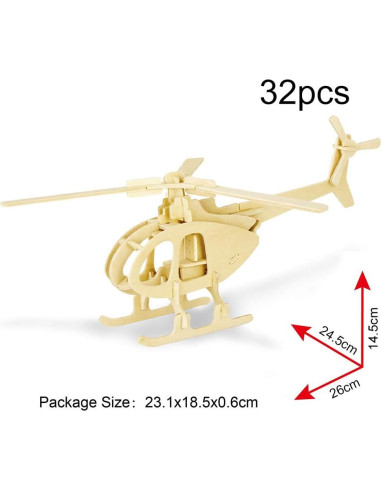 Rompecabezas de Madera 3D Georgie Porgy - Biplano, Helicóptero, Avión Civil
