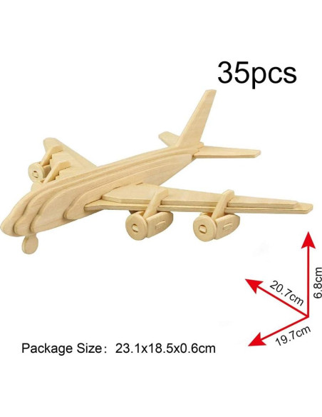 Rompecabezas de Madera 3D Georgie Porgy - Biplano, Helicóptero, Avión Civil