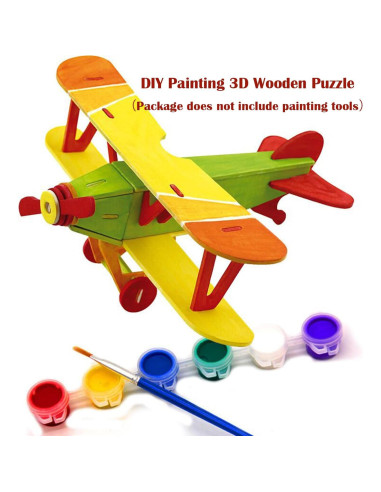 Rompecabezas de Madera 3D Georgie Porgy - Biplano, Helicóptero, Avión Civil