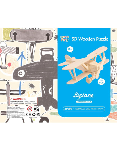 Rompecabezas de Madera 3D Georgie Porgy - Biplano, Helicóptero, Avión Civil