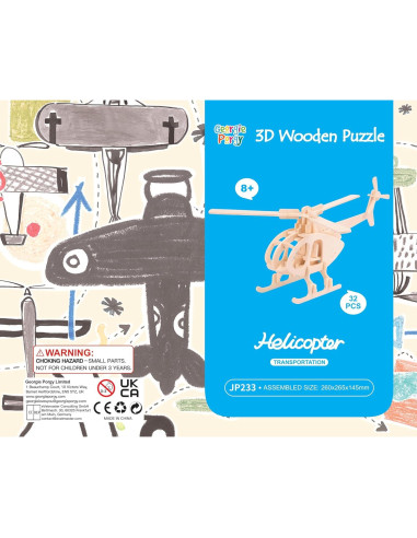 Rompecabezas de Madera 3D Georgie Porgy - Biplano, Helicóptero, Avión Civil