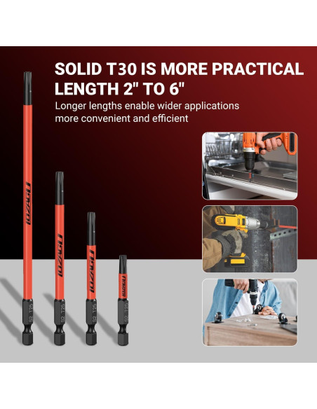 Juego de 10 Puntas Torx T30 Magnéticas 50-152mm Acero S2