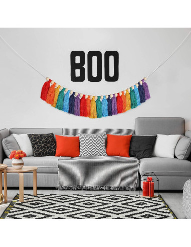 Guirnalda de Borlas Boho Chuangdi 2.1m Colorida con Perlas