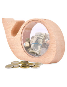 Banco de Monedas de Madera Transparente Brynnberg 15x8.9cm