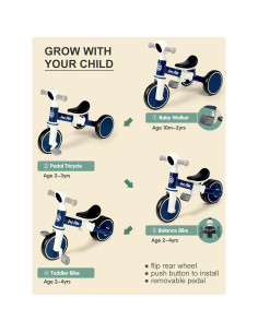 Triciclo de Equilibrio LOL-FUN 4 en 1 para Bebés 1-4 Años 2