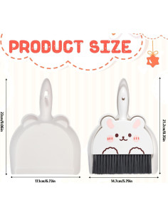 Juego de Escoba y Recogedor Mini JIYIN Conejo Blanco 23x17cm 2