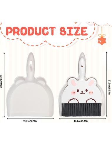 Juego de Escoba y Recogedor Mini JIYIN Conejo Blanco 23x17cm