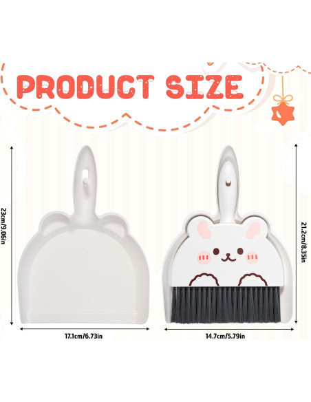 Juego de Escoba y Recogedor Mini JIYIN Conejo Blanco 23x17cm