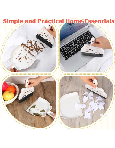 Juego de Escoba y Recogedor Mini JIYIN Conejo Blanco 23x17cm