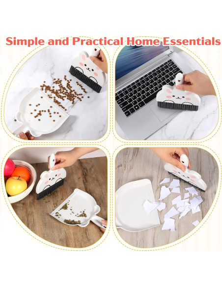 Juego de Escoba y Recogedor Mini JIYIN Conejo Blanco 23x17cm