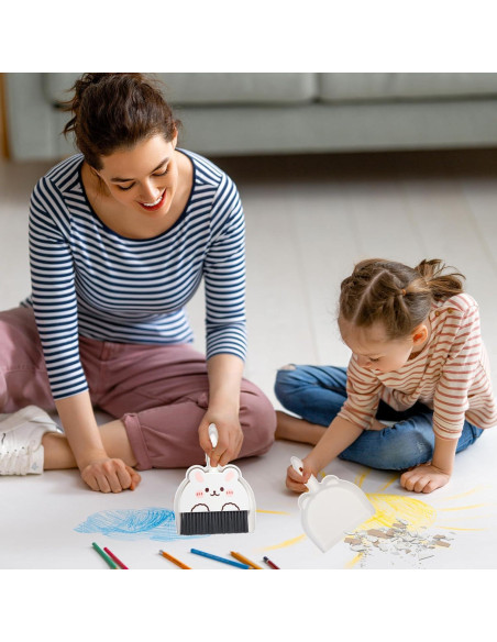 Juego de Escoba y Recogedor Mini JIYIN Conejo Blanco 23x17cm