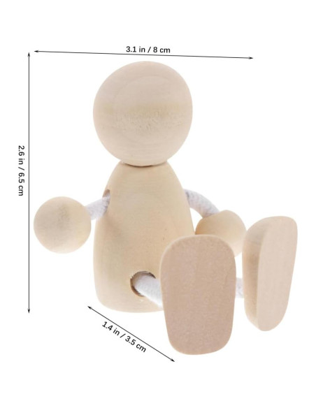 4 Muñecos de Madera DIY Tofficu 7.99x6.48 cm para Pintar 4 Muñecos de Madera DIY Tofficu 7.99x6.48 cm para Pintar