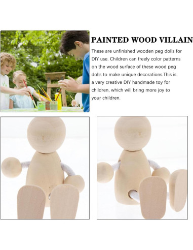 4 Muñecos de Madera DIY Tofficu 7.99x6.48 cm para Pintar