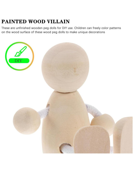 4 Muñecos de Madera DIY Tofficu 7.99x6.48 cm para Pintar 4 Muñecos de Madera DIY Tofficu 7.99x6.48 cm para Pintar