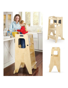 Taburete de Cocina para Niños PioneerWorks de Bambú Ajustable