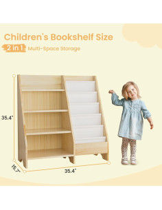 Estantería de Madera Sólida FLYJOE para Niños 4 Niveles 2