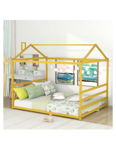 Cama de Piso Montessori Bellemave Queen Metal Dorada