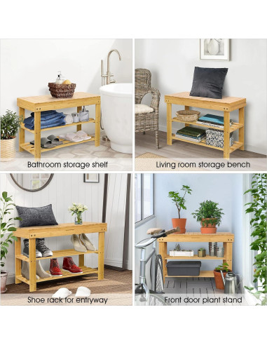 Banco de Almacenamiento para Zapatos BAMBUROBA Natural 127 kg