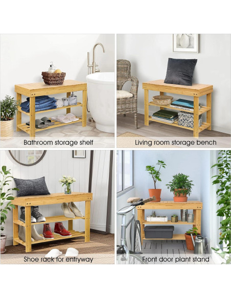 Banco de Almacenamiento para Zapatos BAMBUROBA Natural 127 kg