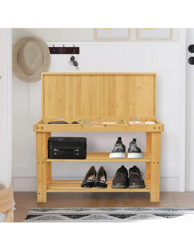 Banco de Almacenamiento para Zapatos BAMBUROBA Natural 127 kg