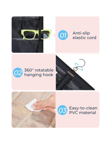 Organizador de Gafas Colgante BAGSMART 32 Ranuras Negro
