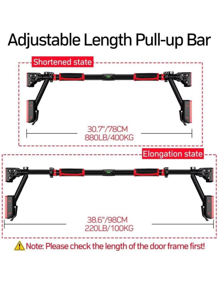 Barra de Dominadas Iwondgym Ajustable 400 kg Sin Tornillos