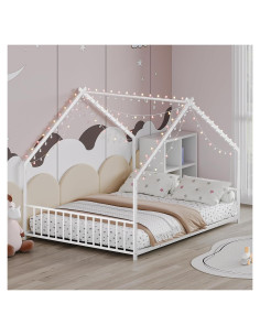 Cama de Piso Completa Bellemave con Listones y Luces LED