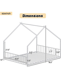 Cama de Piso Completa Bellemave con Listones y Luces LED 2