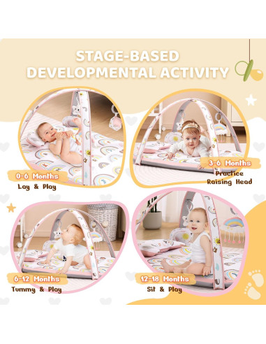 Alfombra de Juego para Bebés ZILLYBEE 7 en 1 Desarrollo Sensorial