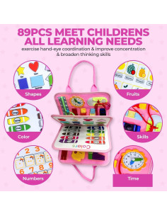 Tablero Ocupado Montessori MDA para Niñas 3-5 Años Rosa 2