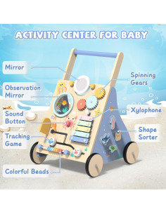 Andador de Madera Temático Océano Montessori 18 Meses 2