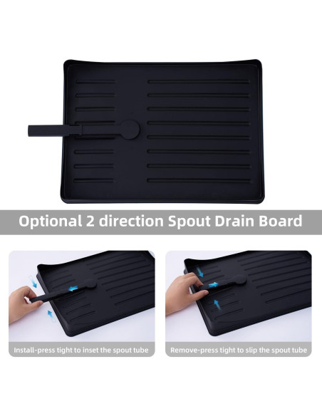 Escurridor de Platos Negro AppleTofu con Bandeja de Drenaje 15x42.5x32cm