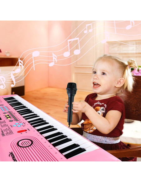 Teclado Eléctrico Digital Rosa 61 Teclas con Micrófono Teclado Eléctrico Digital Rosa 61 Teclas con Micrófono
