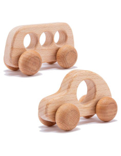 Juguetes de empuje de madera Promise Babe - 2 coches sonajeros