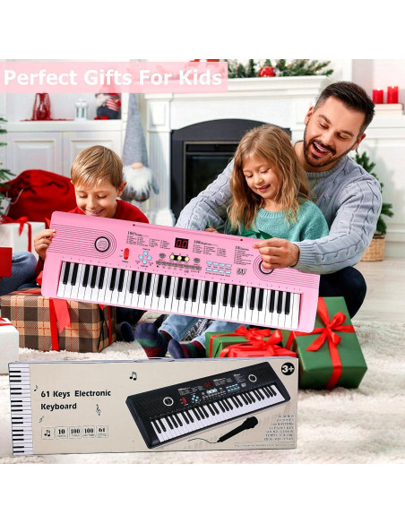 Teclado Eléctrico Digital Rosa 61 Teclas con Micrófono Teclado Eléctrico Digital Rosa 61 Teclas con Micrófono